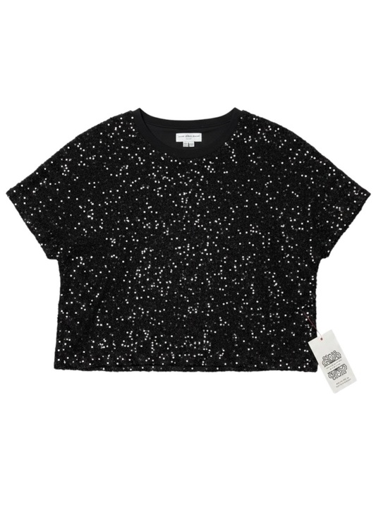Never Fully Dressed Tops - Never Fully Dressed Black Sequin Boxy Tee NWT Size 20